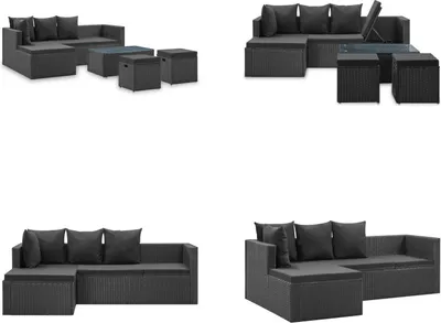 Obrázek produktu pro vidaXL 4 ks zahradní lounge set černý s polštáři polyratan - Sada zahradního nábytku - Sety zahradního nábytku - Zahradní pohovka - Zahradní pohovky