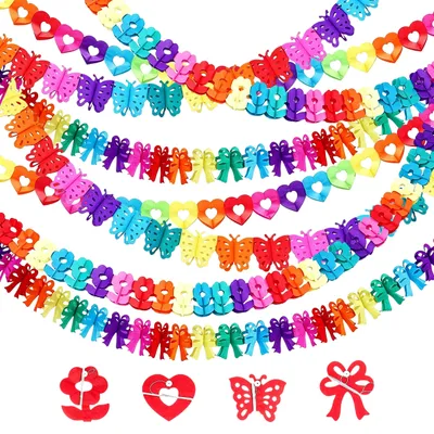 Papiergirlanden-Set, 8 Stück, 3 m, bunt, 4 Motive