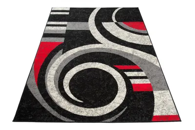 Obrázok produktu pre Koberec Obývacia izba Spálňa Krátky vlas Moderný dizajn Čierna červená sivá Melted  80 x 150 cm