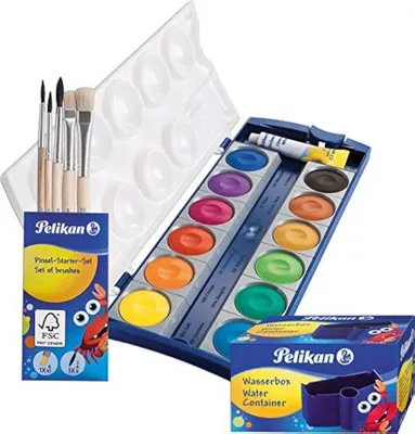 Produktbild von Malset k12+Wasserbox+5erPinsel Malen Inhalt Farbe Behälterform Blau