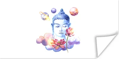 Produktbild von MuchoWow® Poster Buddha - Blumen - Mond 120x60 cm - Bild