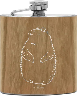 Produktbild von Mr. & Mrs. Panda Flachmann Murmeltier - Transparent - Geschenk, Hip Flask, edelstahl, Aus, feldflasche, Alkoholflasche, Tiere, Anstand, Knigge, Fröhlichkeit, Respekt