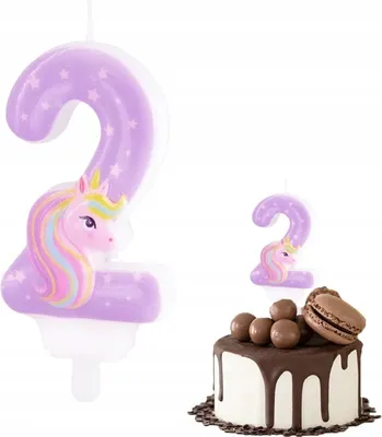 Produktbild von Einhorn Geburtstag Kerze Nummer 2 Rosa Für Geburtstagsparty