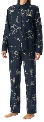 Produktbild von Schiesser Comfort Baumwolle Pyjama Set aus Langarm-Shirt und langer Hose, Weiche Flanell-We, Aus 100% Baumwolle