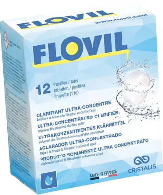 Produktbild von Flovil Ultra Konzentrierte Flockungstabletten für Schwimmbecken >80 m3 (12x11gr)