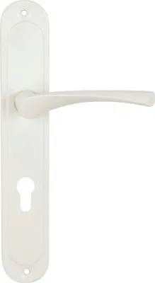 Produktbild von DOMINO Türgriff 72 Drückergarnitur PZ - Profilzylinder Set | Türklinke für Zimmertür, Bürotür, Kellertür & Innentür | L-Form | Türbeschläge aus Aluminium |Weiss Türdrückergarnitur| EVA Weiß