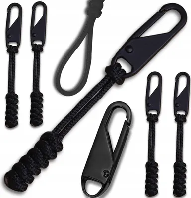 Produktbild von EDIBAZZAR | Set mit 5 schwarzen Metall-Reißverschluss-Ziehkordeln
