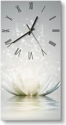 Produktbild von DEQORI Glasuhr 30x60 cm Römisch 'Funkelnde Lotusblüte' Wanduhr Glas Uhr Design leise