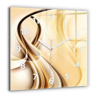 Produktbild von Wallfluent Große Wanduhr – Stilles Quarzuhrwerk - Uhr Dekoration Wohnzimmer Schlafzimmer Küche - Zifferblatt - weiße Zeiger - 60 cm - Abstrakte Wellen