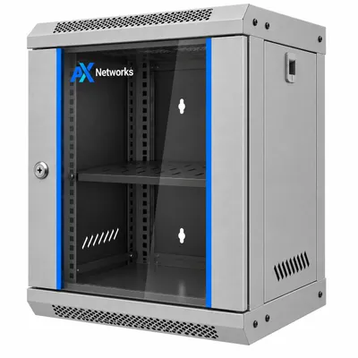 Zdjęcie produktu dla AX Networks Szafa Rack 19" 12U Sieciowa Serwerowa do Montażu na Ścianie lub Stojąca 530 × 400 × 634 mm Szara