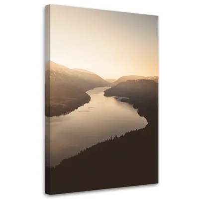 Produktbild von Leinwandbild Sonnenuntergang am Fluss 80x120 Feeby Beige bild für die wand bereit zum aufhängen