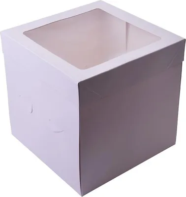 Image de Boîte à gâteau 20 x 20 x 15 cm, HAUTE, blanche, avec fenêtre