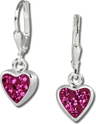 Image de Teenie-Weenie Boucles d'oreilles enfants argent rose zirconium coeur SDO016P