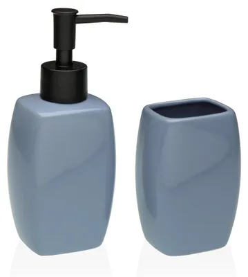Productafbeelding van Badkameraccessoireset, bestaande uit een zeepdispenser en een tandenborstelhouder, gemaakt van keramiek, met een modern design