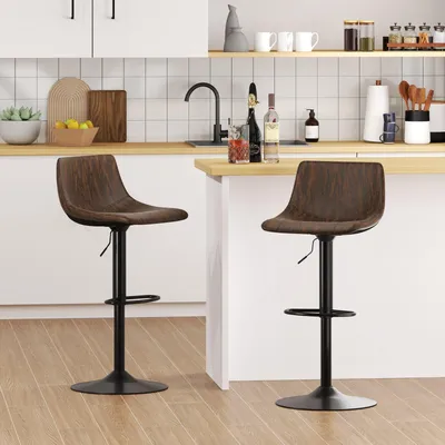 Immagine prodotto di Sgabelli da bar - Sgabelli da cucina - Sgabelli regolabili in altezza - Rotazione a 360° - Rivestiti