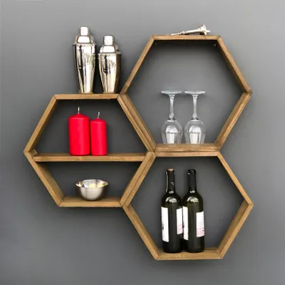 Obrázek produktu pro Skye Decor, Hex004, nástěnná police, ořech, 100 % DŘEVO, 37 x 10 x 37 cm