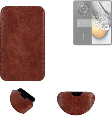 Produktbild von K-S-Trade Schutzhülle Handyhülle kompatibel mit Realme 11 Pro+ Handytasche Kunstleder Sleeve in braun