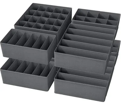 Produktbild von 8er Set Unterwäsche Organizer – faltbare Stoffboxen für Schubladen mit 5/6/8/20 Fächern, platzsparendes Ordnungssystem