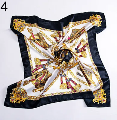 Produktbild von 90 x 90 cm quadratische Frauen imitiert Seide Satin Wagen Kette Hals Kopftuch Schal