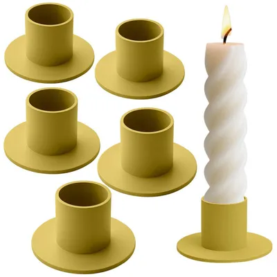 Immagine prodotto di Candele portacandele dorati, set da 6, in ferro battuto, per candele cilindriche