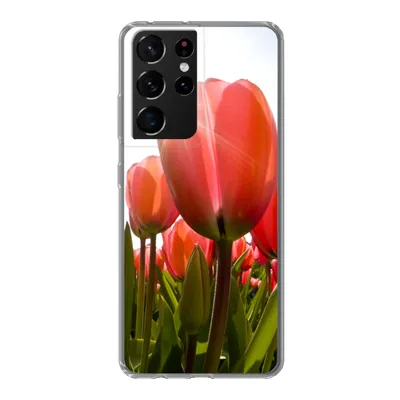 Produktbild von MuchoWow® Handyhülle Schutzhülle Hülle für Samsung Galaxy S21 Ultra Blumen - Tulpen - Sonne Silikon Softcase Handy Hülle - Mobiltelefon