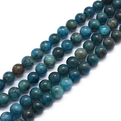 Apatit-Perlenstrang 8 mm rund, ca. 50 Stück, 40 cm, für Schmuck