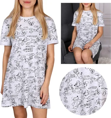 Obrázek produktu pro DISNEY Mickey Mouse Šedá noční košile s krátkým rukávem, dámská noční košile S