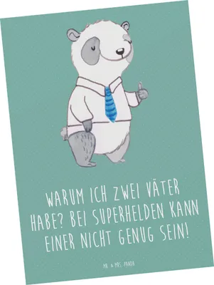 Produktbild von Mr. & Mrs. Panda Postkarte Superhelden Stiefvater - Meeresbrise - Geschenk, einzigartige Designs, Fotokarte, Stiefkinder, Lächeln, Geburtstage, Ansichtskarte, Superheld