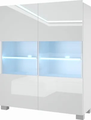 Image de BELINI Commode Sideboard Salon Chambre à coucher Armoire haute avec lampes LED (Blanc)