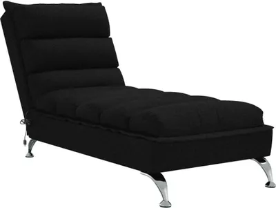 Image de Chaise longue de massage avec coussins noir tissu