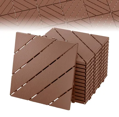 Obrázek produktu pro XINZI WPC terasové desky 30x30, klikací systém, 1 m², UV odolná podlahová krytina pro balkony, terasy, zahrady a bazény, hnědá, 11 kusů (typ 3)
