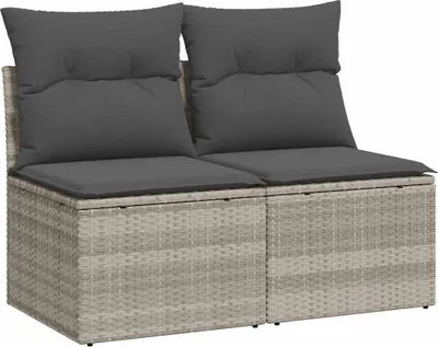 Produktbild von vidaXL 2-tlg. Garten-Sofagarnitur mit Kissen Hellgrau Poly Rattan