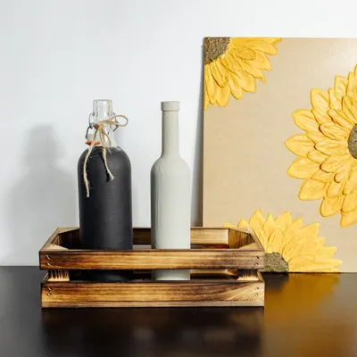 Produktbild von Creative Deco Weinkiste Holz Vintage Holzkiste - 34 x 14 x 9 cm - Geflammt Deko