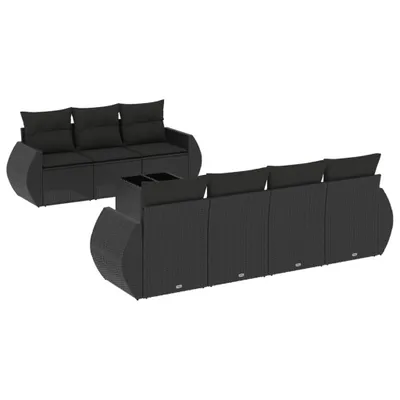 Produktbild von vidaXL 8-tlg. Garten-Sofagarnitur mit Kissen Schwarz Poly Rattan