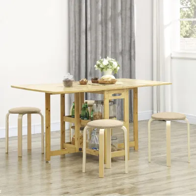 Produktbild von Polsterhocker 4er-Set stapelbar, Sitzhocker gepolstert Holzbeine, Polyester-Bezug, Khaki | 40 x 40 x 45 cm | 4er-Set | 7,2 kg