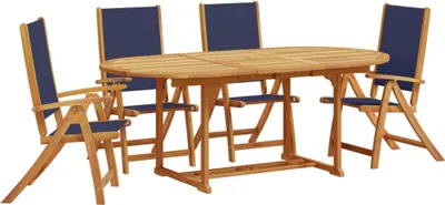 Produktbild von vidaXL 5-tlg. Garten-Essgruppe Massivholz Akazie und Textilene