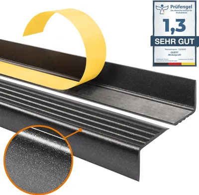 Produktbild von QUEST Samolepiaci protišmykový schodiskový profil ND PVC, ochrana schodov, 40x25mm, čierno-strieborná