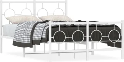 Produktbild von vidaXL Bettgestell mit Kopf- und Fußteil Metall Weiß 120x190 cm