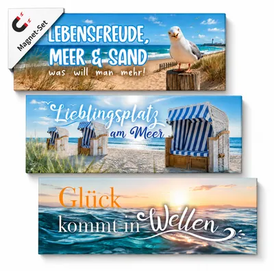 Produktbild von Magnete Sprüche 3er Set Meer – Deko für Tischkalender, Kühlschrank & Magnettafel