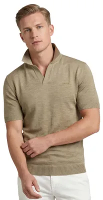 Produktbild von Gant Polo Beige mit V-Ausschnitt meliert normale Passform Baumwolle