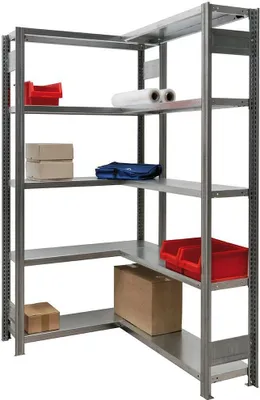 Produktbild von Eckregal FALKE Stecksystem | HxBxT 200x101x60cm | 5 Ebenen | Fachlast 150kg | Verzinkt