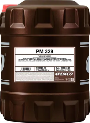 Produktbild von PEMCO 328 6600 für 0W-20 20 Liter Motoröl Motorenöl 229.71 Longlife-17 FE+ VCC RBS0-2AE DEXOS 1 GEN 2 OV0401547 HTO-06 6094-M MS-6395 MS-13340 Öl