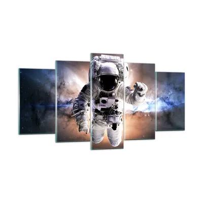 Produktbild von Bilder auf glas - Astronaut Erde Raum - 160x85cm - Glasbilder - Wandbilder - Kunstdruck - zum Aufhängen bereit - Wanddekoration aus Glas - Glas Bilder - Wandbild auf Glas - 5 Teile - GEA160x85-2848
