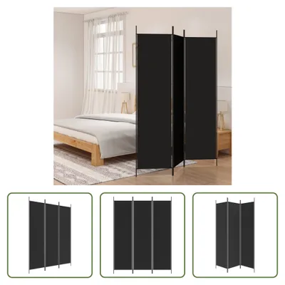 Zdjęcie produktu dla The Living Store 3-pc. Paravent Black 150x200 cm tkanina