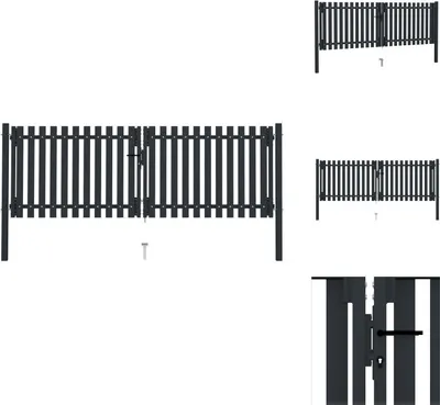 Obrázok produktu pre vidaXL Dvojkrídlová plotová brána oceľová 306x125 cm antracit - Záhradné brány