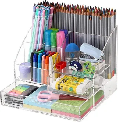 Produktbild von Famanu Acryl Schreibtischorganizer mit 7 Fächern - Transparent
