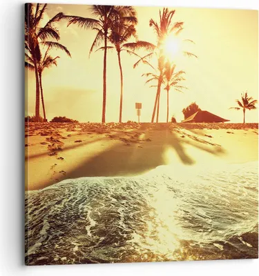 Produktbild von Bild auf Leinwand - Leinwandbild - Strand Meer Palme - 70x70cm - Wand Bild - Wanddeko - Wandbilder - Leinwanddruck - Bilder - Kunstdruck - Wanddekoration - Leinwand bilder - Wandkunst - AC70x70-3609