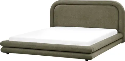 Produktbild von BELIANI Wasserbett Grün Stoffbezug Leinenoptik mit Matratze 180x200 cm Heizung und Zubehör Hohes Kopfteil Modern Schlafzimmer Doppelbett