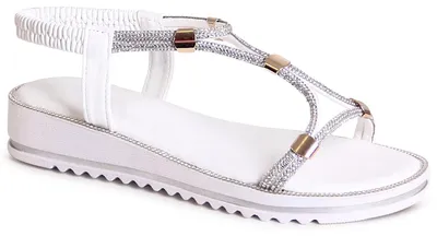 Produktbild von topschuhe24 2755 Damen Riemchen Sandalen mit Glitzer, Farbe:Weiß, Größe:37 EU