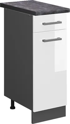 Produktbild von Küchenunterschrank Vicco R-Line Weiß Hochglanz 30 cm , AP Anthrazit, Model 46505